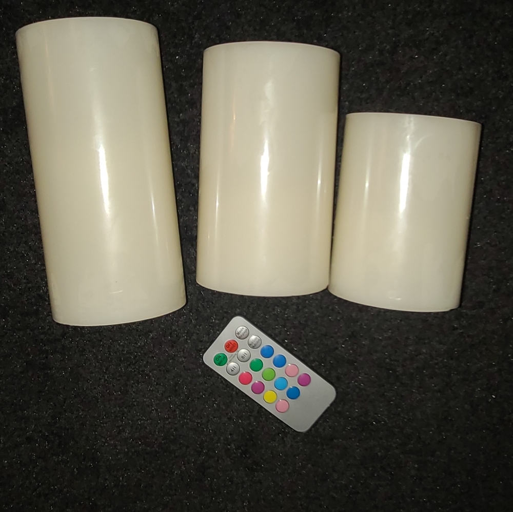 Led flameless candle set of 3 w remote